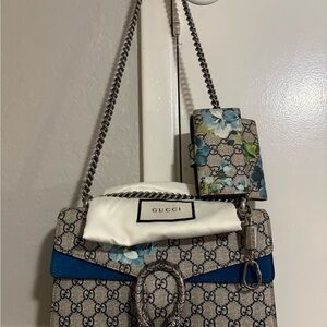 NWOT Gucci in Bloom Blue Bag w/ Matching Wallet & Gucci Keychain *Can Separate*